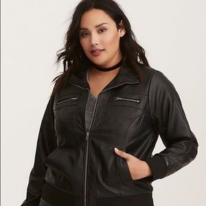 Faux leather bomber jacket